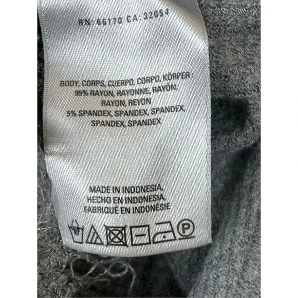 Anthropologie Oversized Waffle Knit Thermal Tunic Top XS Gray Raw Hem Lagenlook - Picture 7 of 10